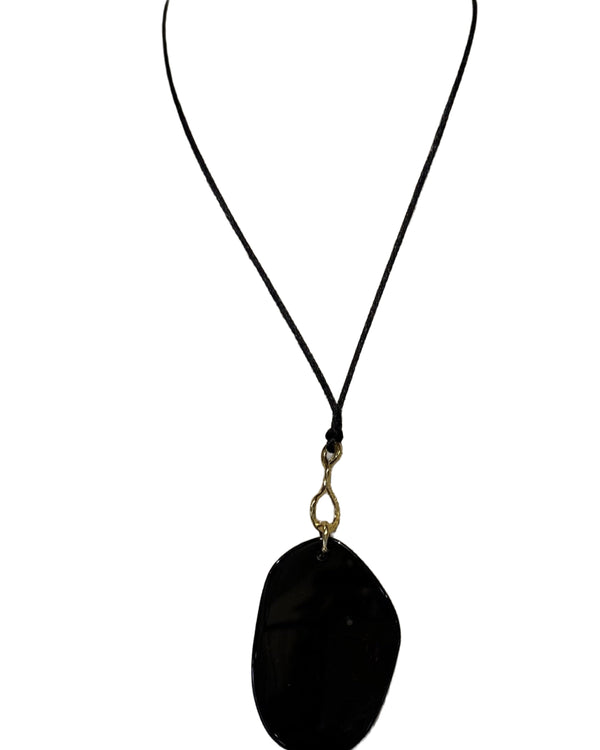 Chan Luu Black Oval Necklace on white background