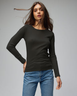 Cashmere Blend Stretch Crew Neck | Noir