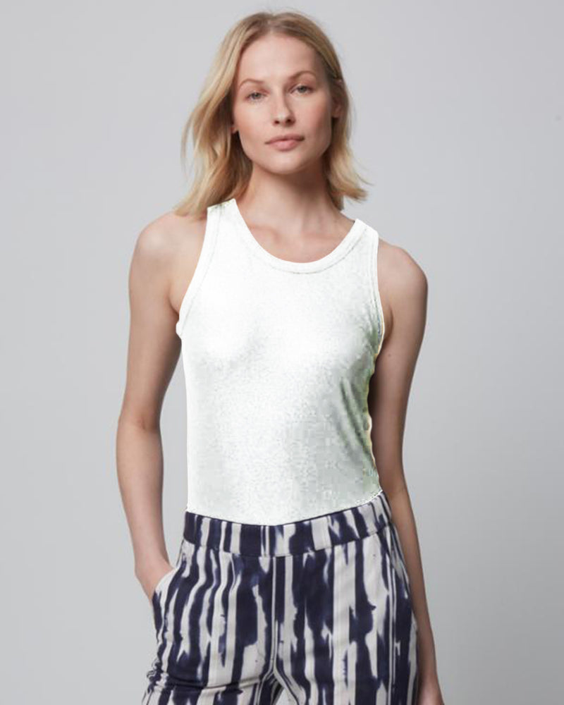 Blanc Metallic Scoop Neck Tank