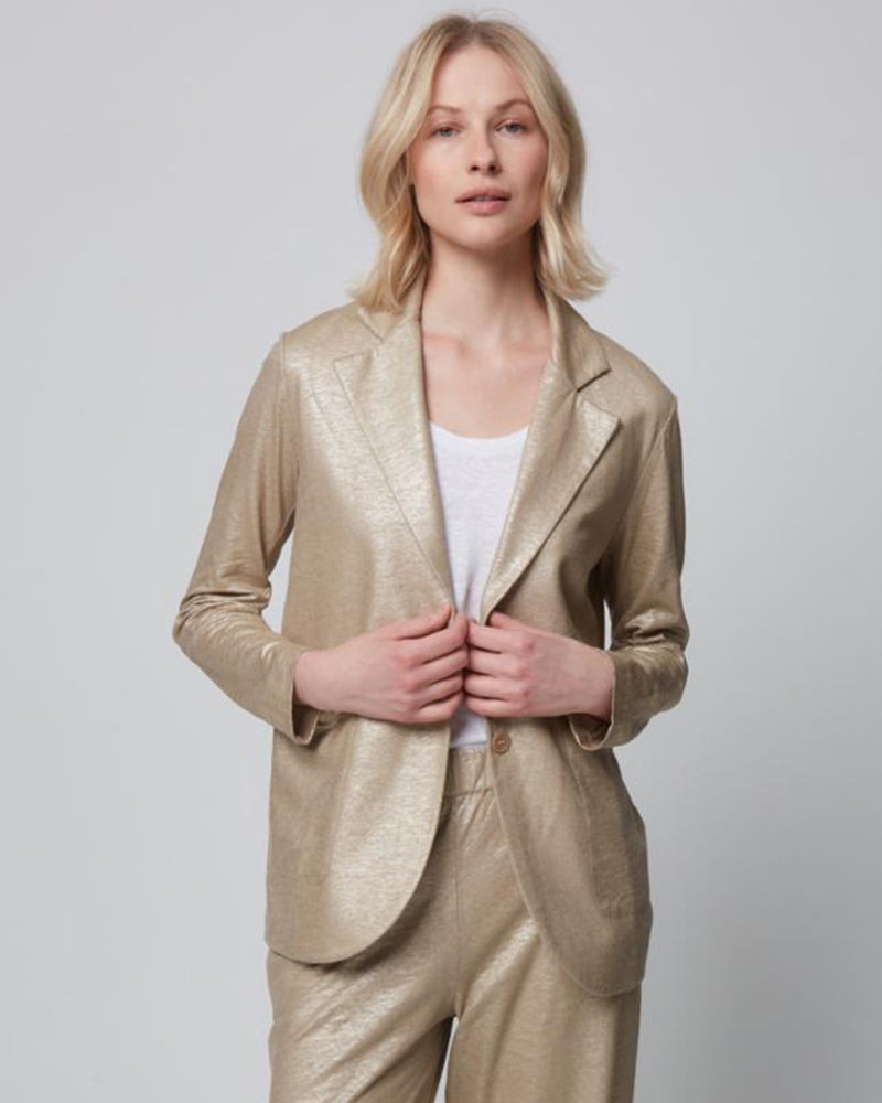 Sable Metallic One Button Blazer