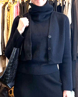 Mini Cardigan Maniche | Black Blue