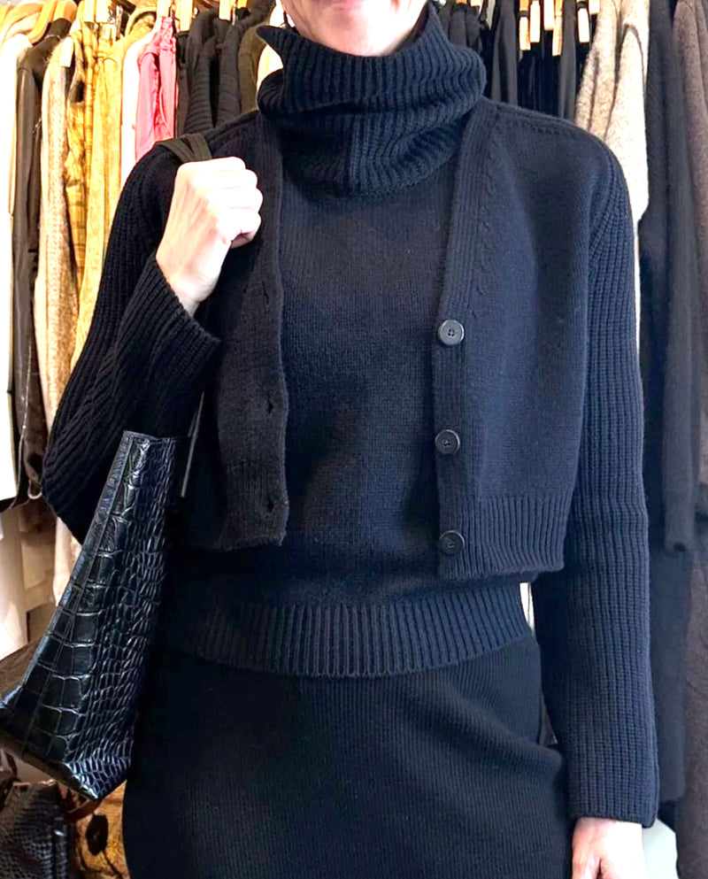 Mini Cardigan Maniche | Black Blue