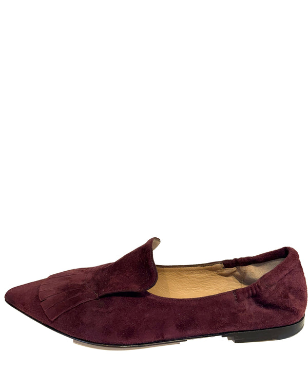 Suede Smoking Shoe With Fringe | Bordeaux
