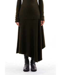Skirt with Cascade | Brown-Green