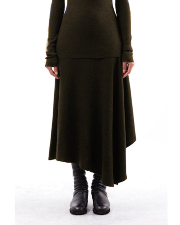 Skirt with Cascade | Brown-Green