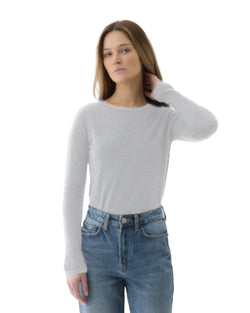 Extrafine Double Layer Cashmere L/S Crewneck | Brume Chine