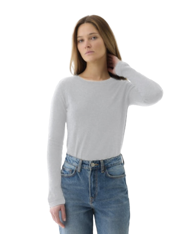 Extrafine Double Layer Cashmere L/S Crewneck | Brume Chine