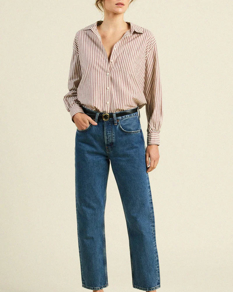 Blake Oversized Shirt | Burgundy Stripe