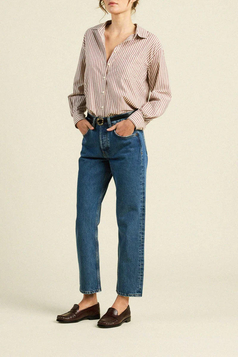 Blake Oversized Shirt | Burgundy Stripe