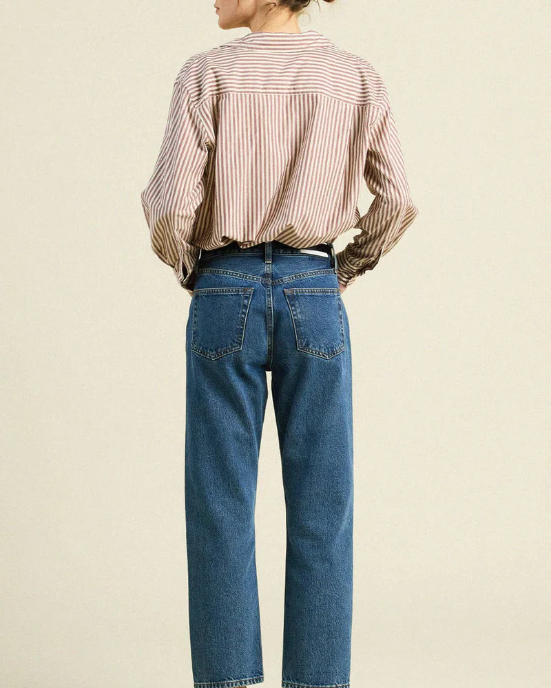 Blake Oversized Shirt | Burgundy Stripe