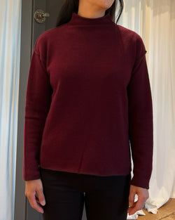 Cashmere Crewneck High Neck Sweater | Burgundy