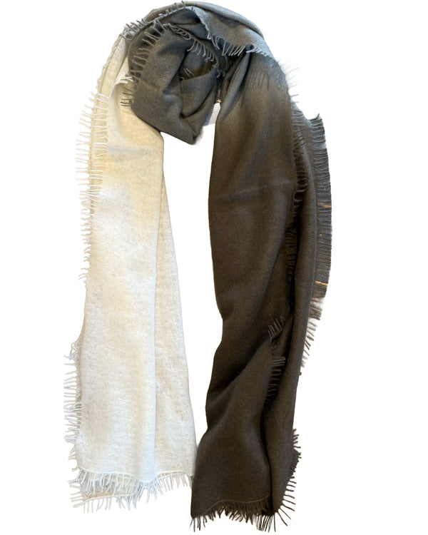 Cashmere Vertical Shading Stole | Camel, Beige to White