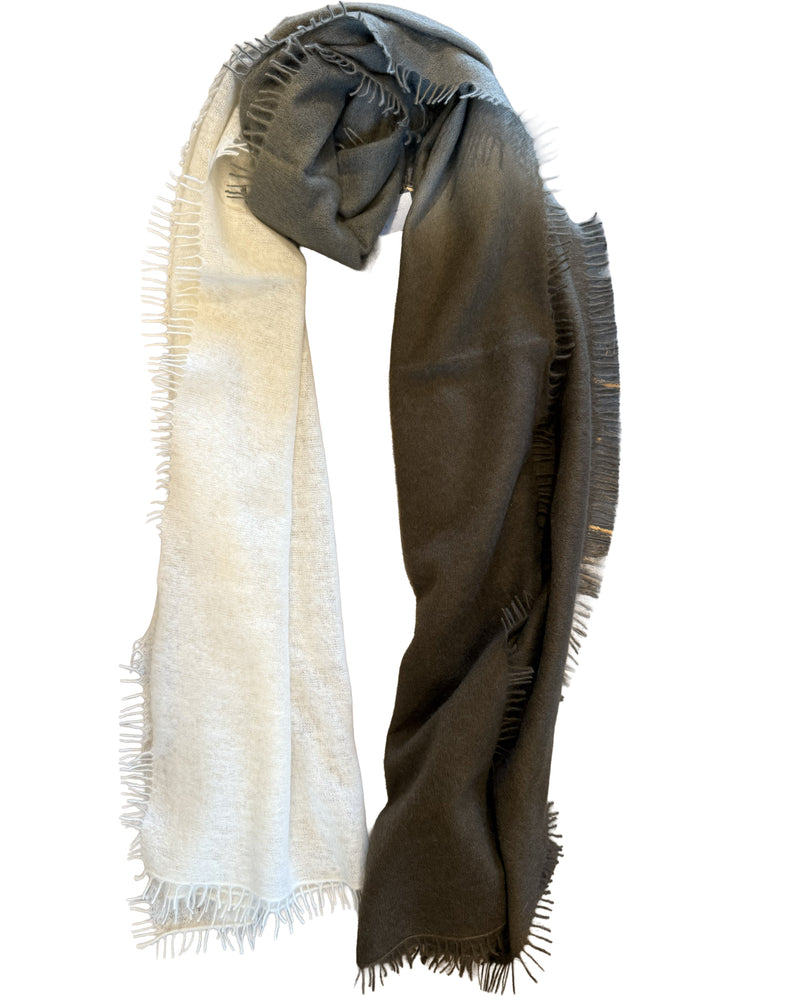 Cashmere Vertical Shading Stole | Camel, Beige to White