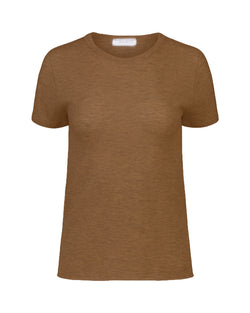 Short Sleeve Cashmere Crew Neck | Camel