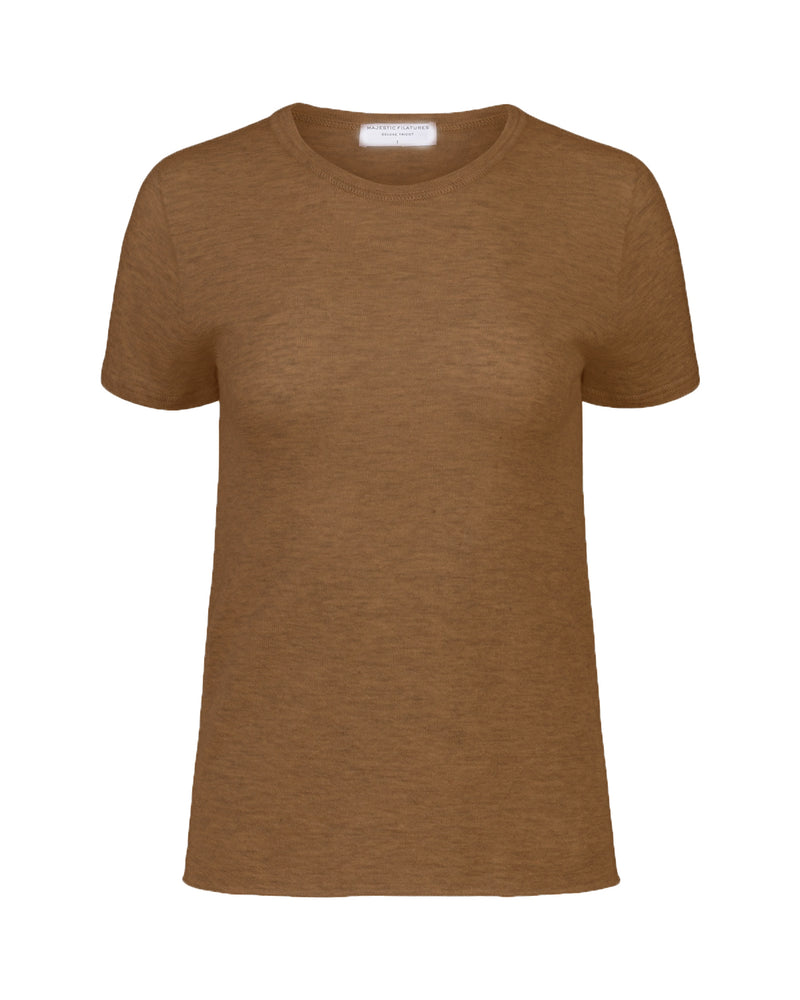 Short Sleeve Cashmere Crewneck | Camel