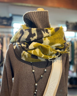 Light Green Mix Camouflage Cashmere Scarf