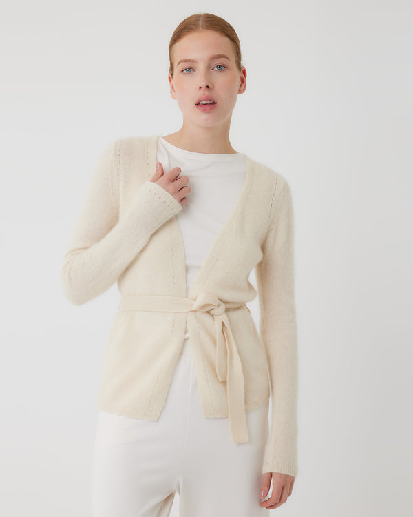 Open Cardigan with Tie | Milk
