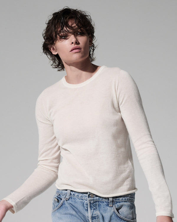 Long Sleeve Cashmere Crew Neck | Milk