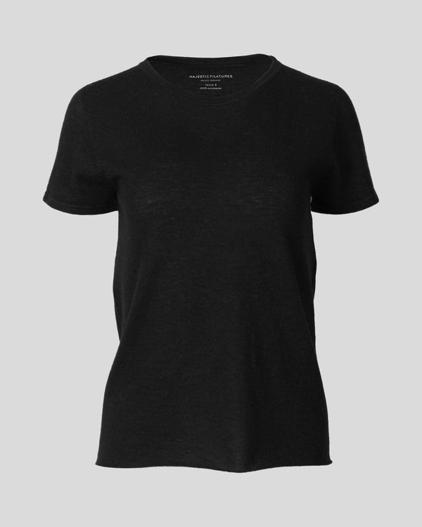Short Sleeve Cashmere Crewneck | Noir