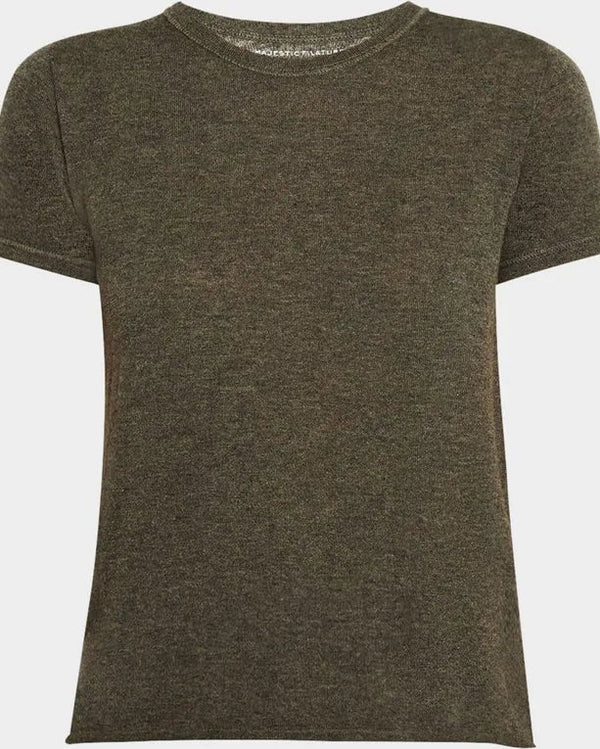 Short Sleeve Cashmere Crewneck | Army