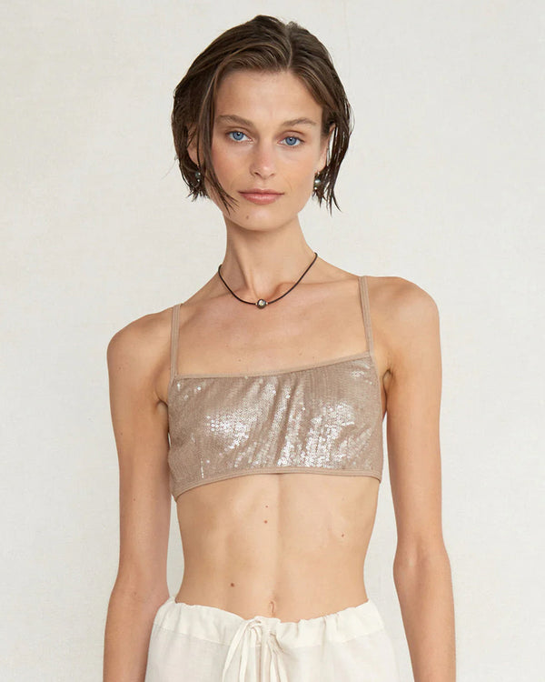 Sequin Bra | Nude