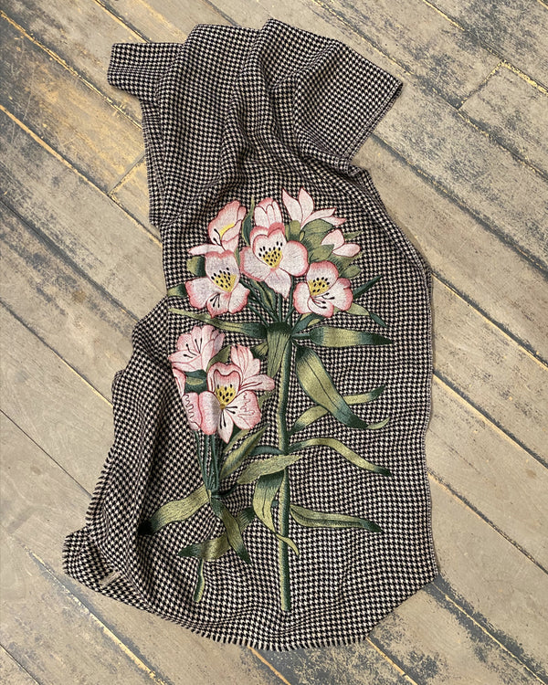 Floral Charms With Houndstooth Scarf