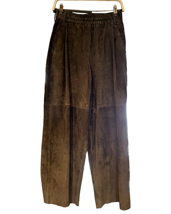 Olympia Wide Suede Pants - Chocolate