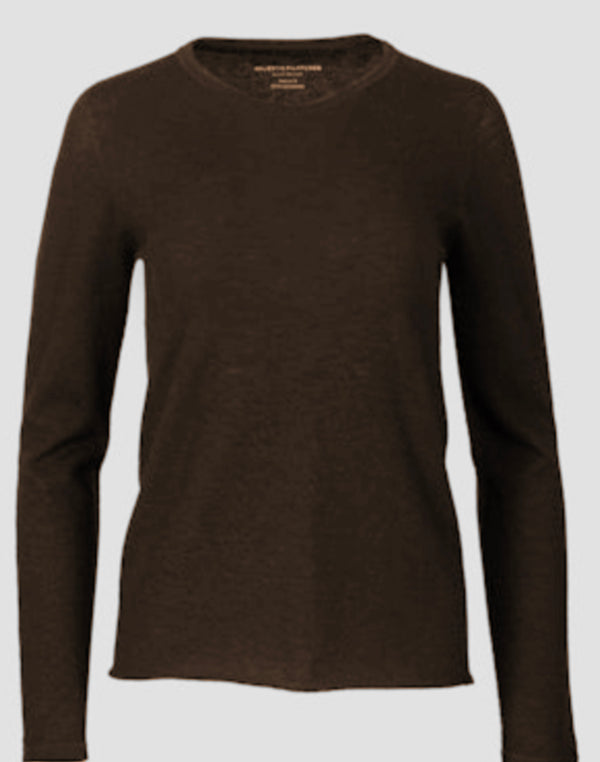 Long Sleeve Cashmere Crew Neck | Chocolate