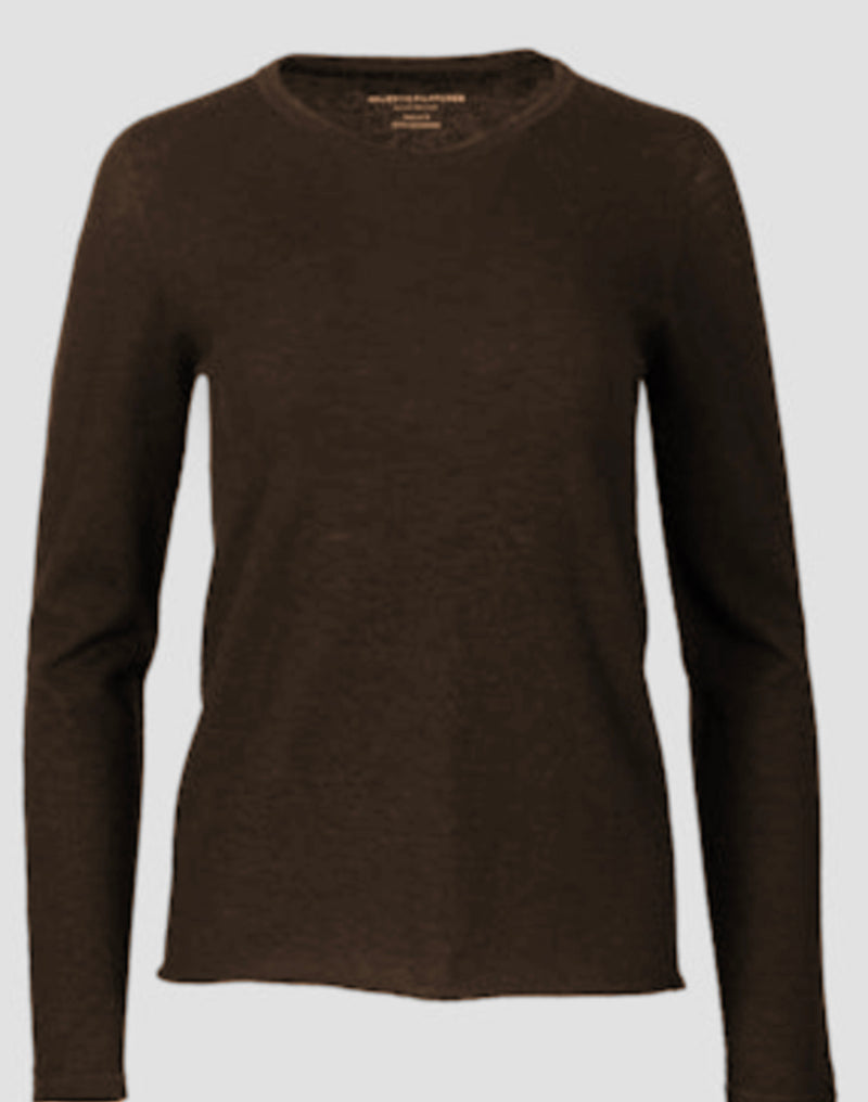 Long Sleeve Cashmere Crew Neck | Chocolate