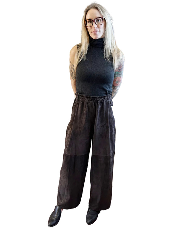 Olympia Wide Suede Pants - Chocolate