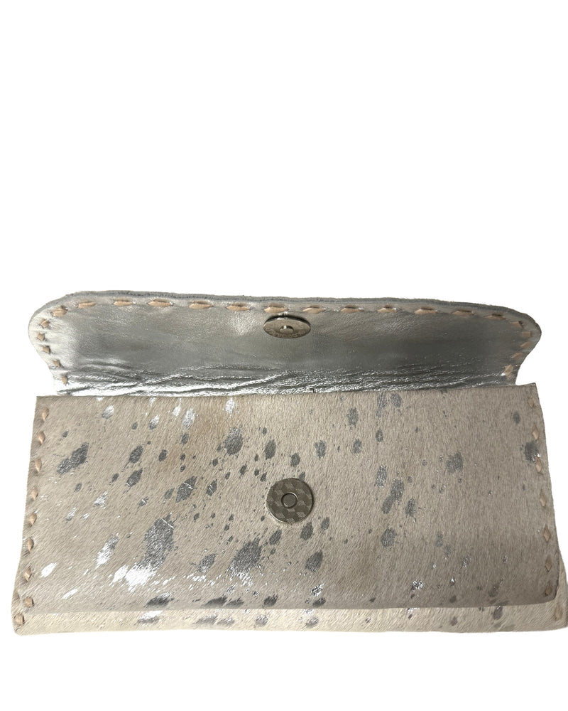 Studio Caleidoscope Cindy Hide Wallet in Silver shop at well heeled