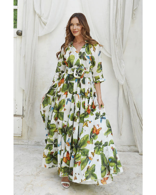 butterfly dress maxi Eden Color:COCKTAIL OFF-WHITE white wedding dress Unveiling the Magic of Featuring a striking blue