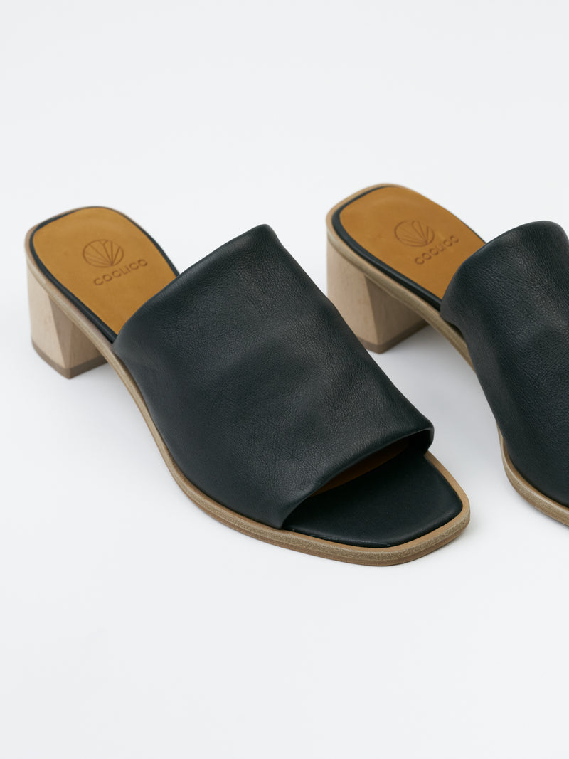 Jacque Heeled Slide | Deep Sea (Black)