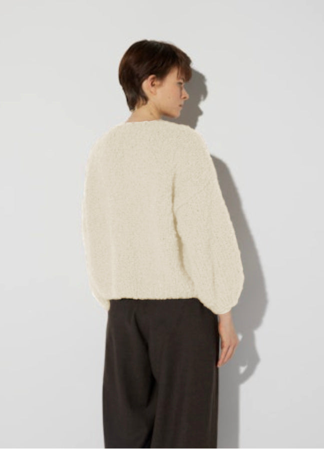 Alpaca Boucle Bomber Cardigan | Creme