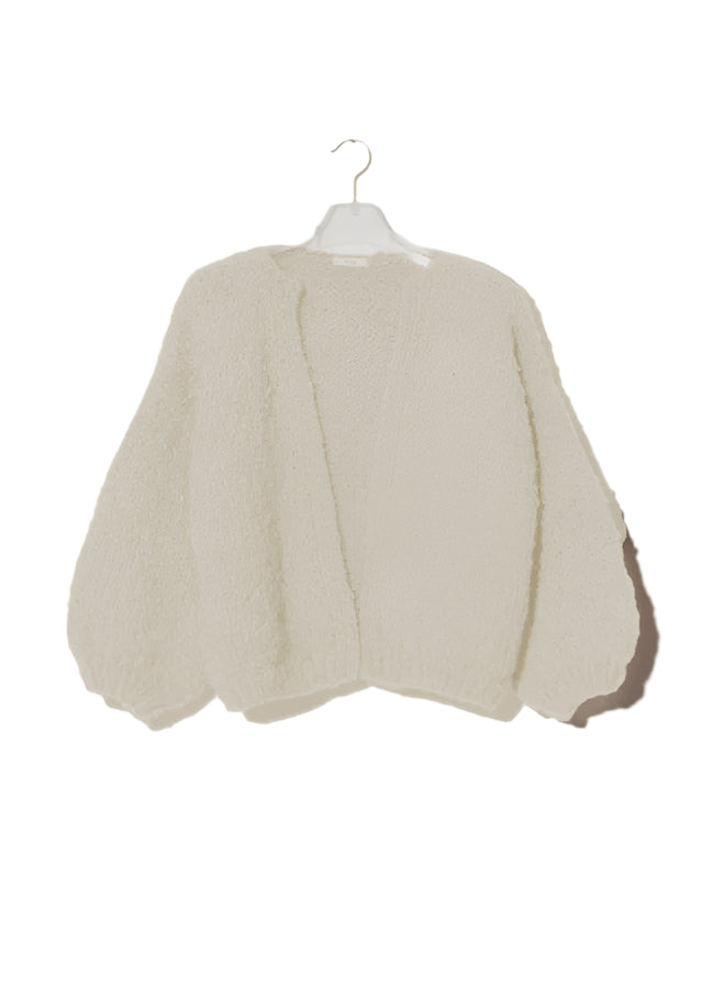 Alpaca Boucle Bomber Cardigan | Creme