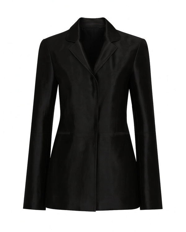 Grenn Pilot Cruz Blazer Black Cowhair on white background well heeled stowe vermont