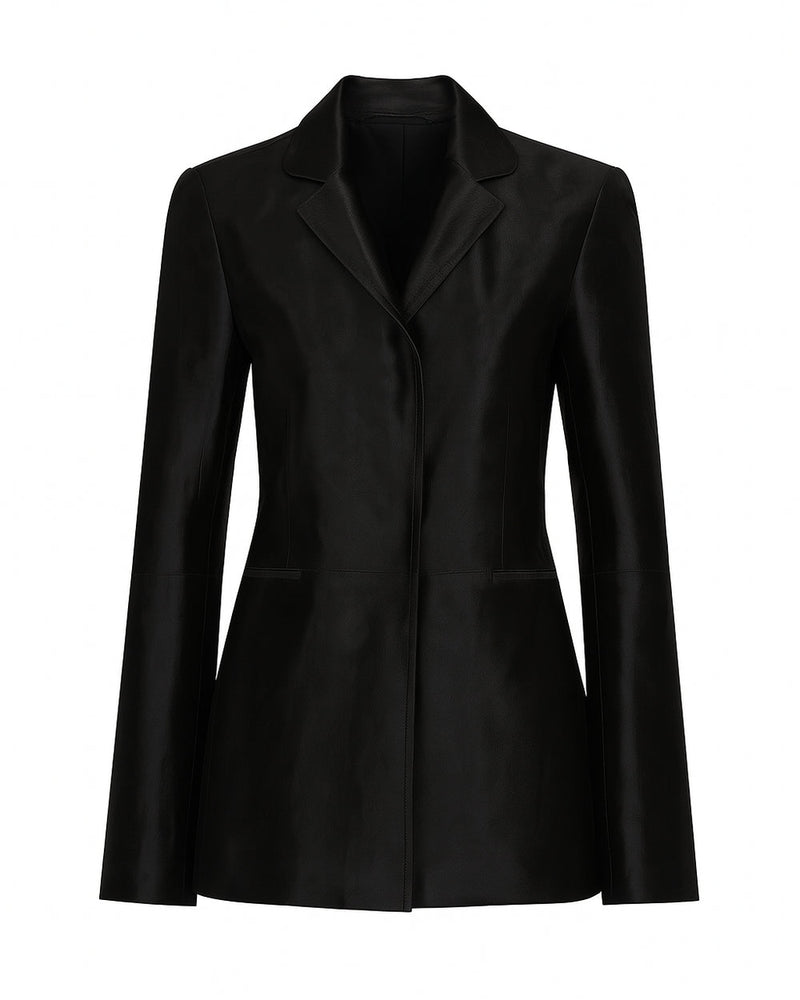 Grenn Pilot Cruz Blazer Black Cowhair on white background well heeled stowe vermont