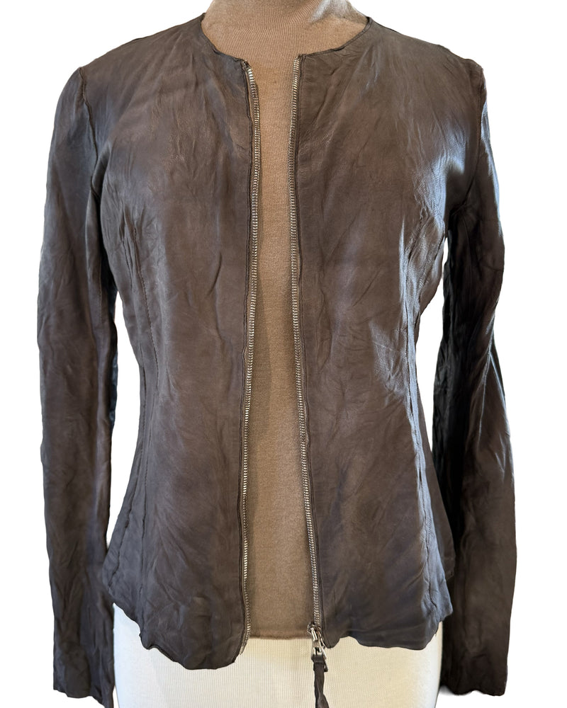 Skin Leather Jacket | Testa De Moro (Brown)
