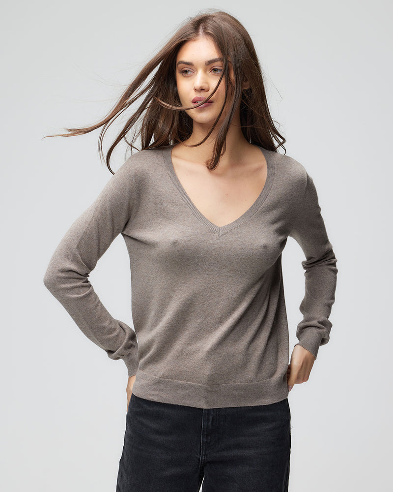 Organic Cotton Knit Long Sleeve V Neck | Ecore