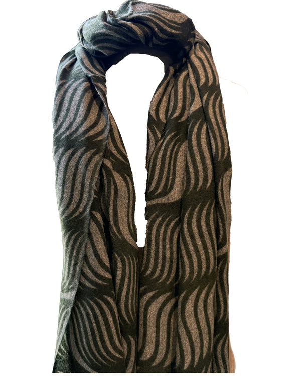Cashmere Scarf Escalator Print | Green