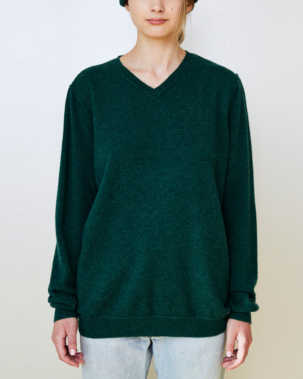 New Crown V Neck Sweater | Emerald
