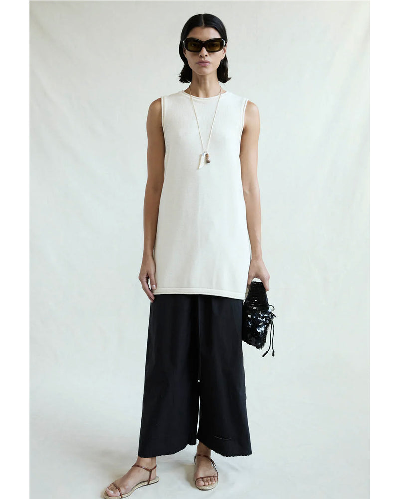 Exaggerated Knit Tank - Eggshell