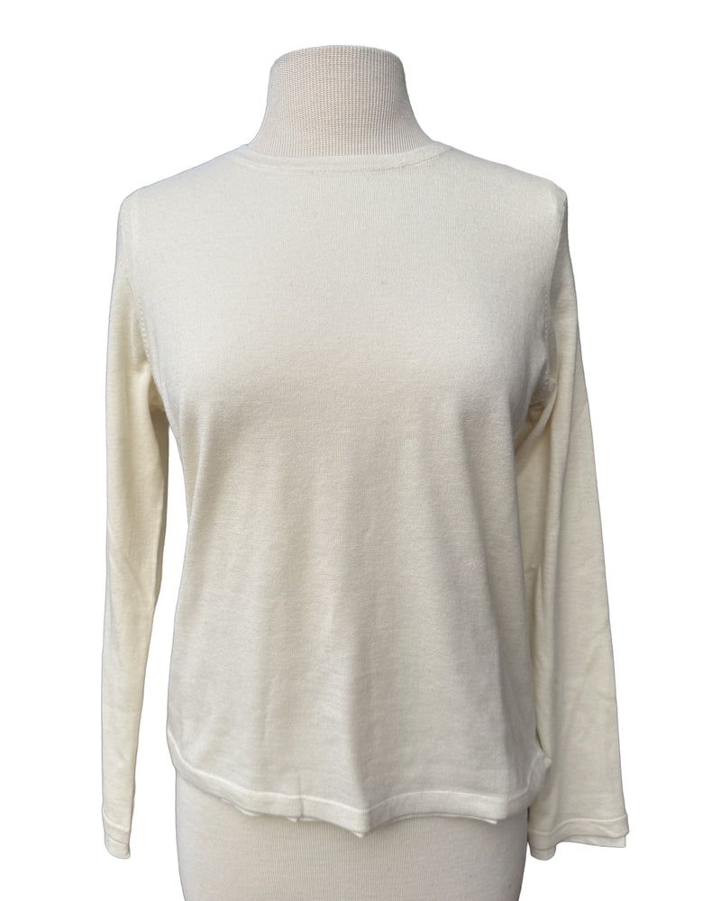 Extrafine Double Layer Cashmere L/S Crewneck | Milk
