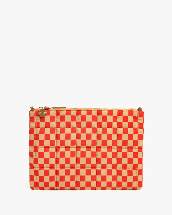 Quilted Flat Clutch with Tabs | Khaki Poppy
