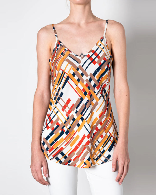 Henrietta Silk Camisole in Geo Print