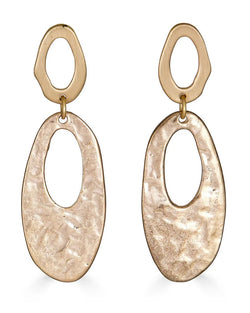 Matte Gold Oval Dangle Earrings | Gold