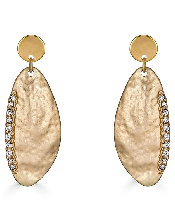 Matte Gold Earring with Rhinestones