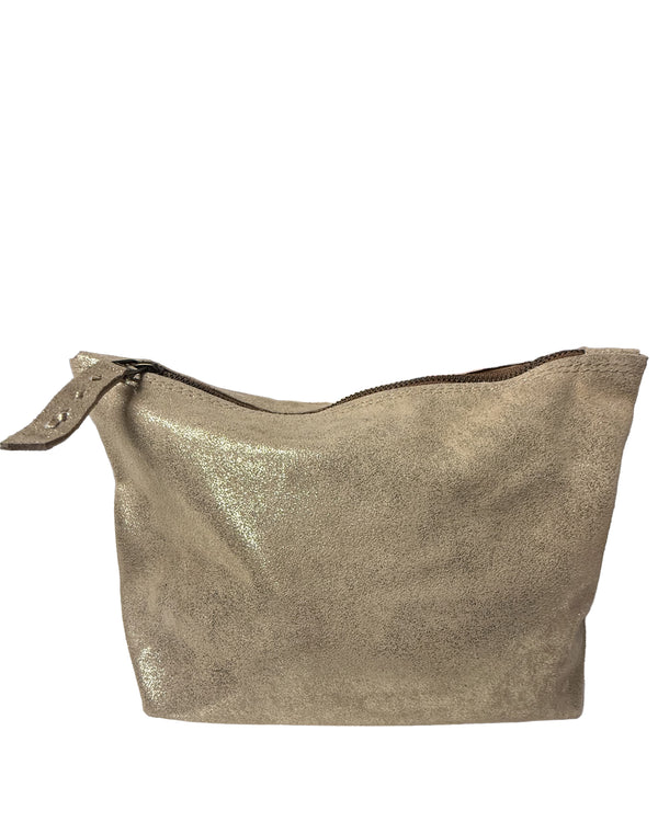 Studio Caleidoscope Big Leather Pouch in Gold well heeled vt