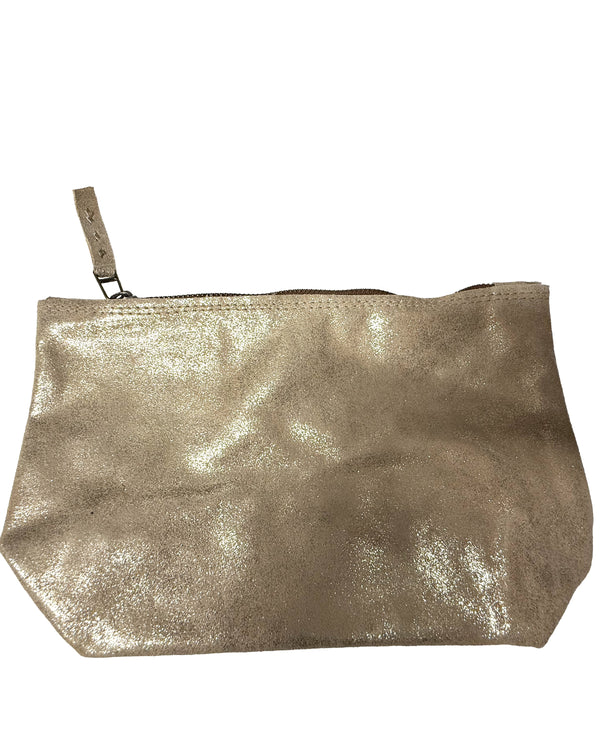 Studio Caleidoscope Big Leather Pouch in Gold stowe vt boutique