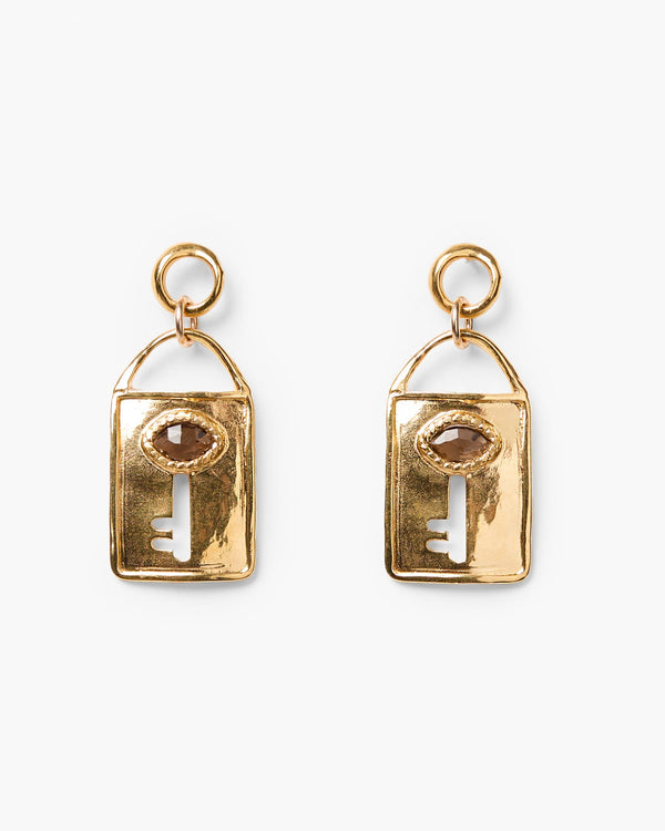 Gold Evil Eye Keyhole Earrings